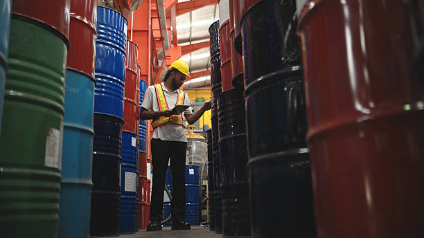 Petroleum inspection team at port terminal